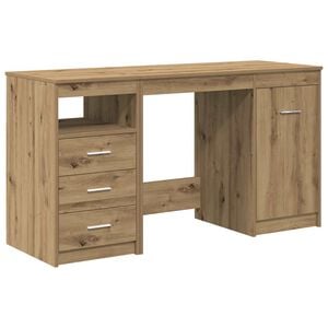 vidaXL Bureau avec armoire en bois d'ing&eacute;nierie ch&ecirc;ne artisanal