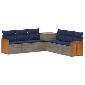vidaXL Ensemble de Canap&eacute;s 7 pc Gris et bleu marine