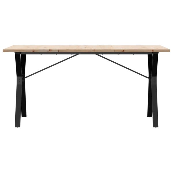 vidaXL Table à manger cadre en Y 160x80x75,5 cm bois pin massif acier