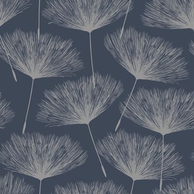 DUTCH WALLCOVERINGS Papier peint Fleur Bleu marine et gris