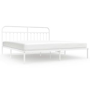vidaXL Cadre de lit m&eacute;tal sans matelas et t&ecirc;te de lit blanc 193x203 cm