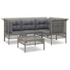 vidaXL Salon de jardin 5 pcs avec coussins Gris R&eacute;sine tress&eacute;e