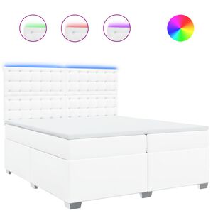 vidaXL Sommier &agrave; lattes de lit avec matelas Blanc 200x200cm Similicuir
