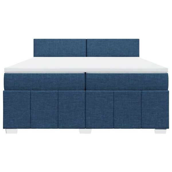 vidaXL Sommier &agrave; lattes de lit avec matelas Bleu 200x200 cm Tissu