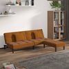 vidaXL Canap&eacute;-lit 2 places avec deux oreillers et repose-pied Marron