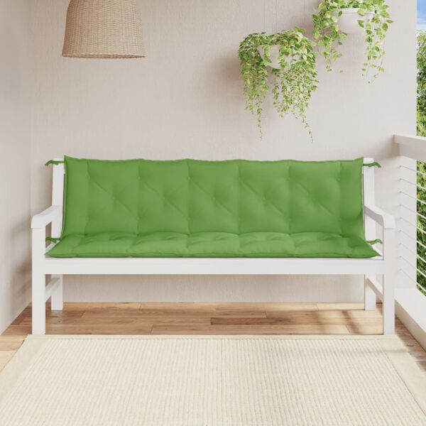 vidaXL Coussins de banc de jardin lot de 2 vert m&eacute;lang&eacute; tissu