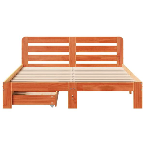 vidaXL Cadre de lit sans matelas cire marron 140x200cm bois pin massif