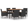 vidaXL Ensemble &agrave; manger de jardin coussins 7pcs Noir R&eacute;sine tress&eacute;e