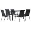 vidaXL Ensemble &agrave; manger de jardin 7 pcs noir textil&egrave;ne et acier