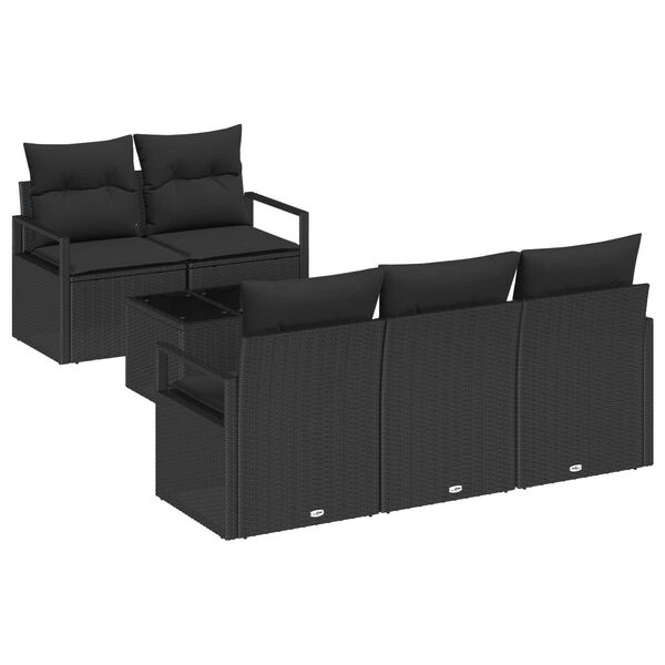 vidaXL Ensemble de canap&eacute; de jardin avec coussin 6 pcs Noir polyrotin