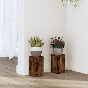vidaXL Supports pour plantes 2 pcs ch&ecirc;ne fum&eacute; bois d'ing&eacute;nierie
