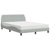 vidaXL Lit avec matelas Dover gris clair 140x190 cm velours