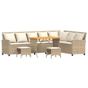 vidaXL Salon de jardin avec coussins forme de L 4 pcs beige polyrotin