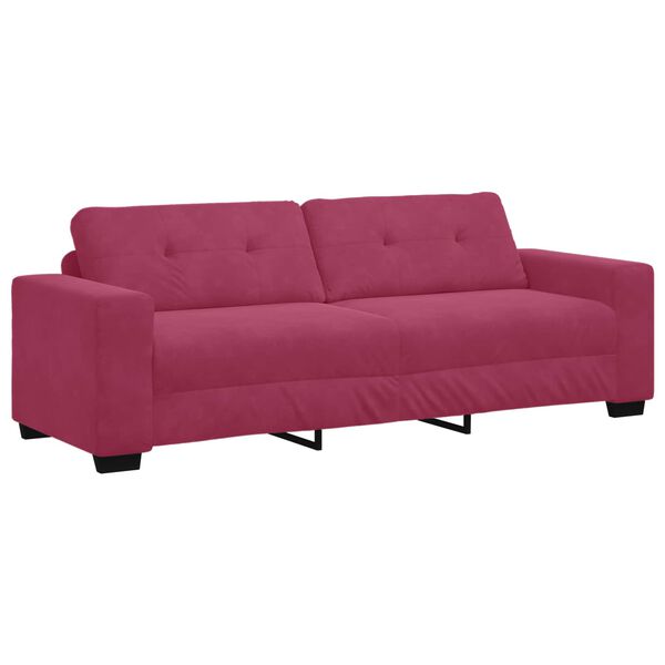 vidaXL | Sofa 3 places | avec coussin Rouge bordeaux Velours