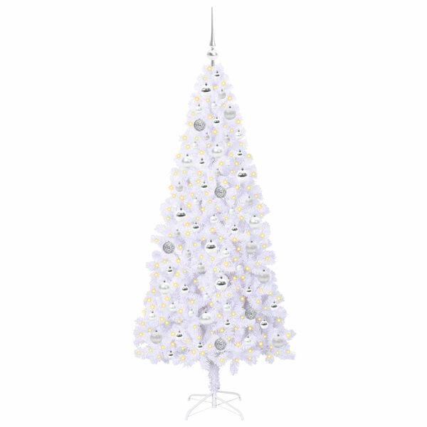 vidaXL Sapin de No&euml;l artificiel avec 300 LED Blanc 180 cm PVC et Acier