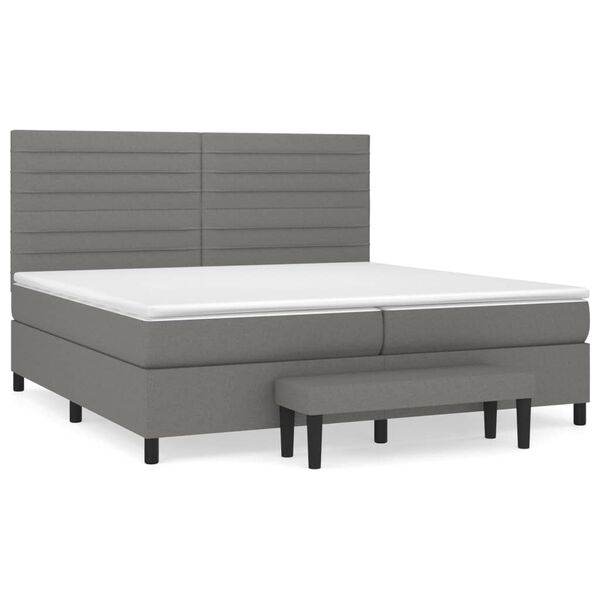 vidaXL Sommier &agrave; lattes de lit avec matelas Gris fonc&eacute; 200x200cm Tissu