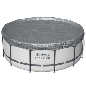 Bestway Couverture de piscine 1 &Oslash;4,88 m Rond Polyester Gris for