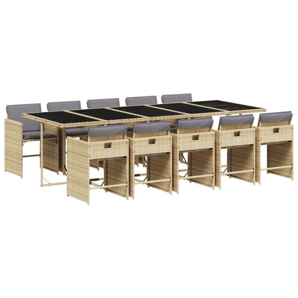vidaXL Ensemble &agrave; manger de jardin et coussins 11 pcs m&eacute;lange beige