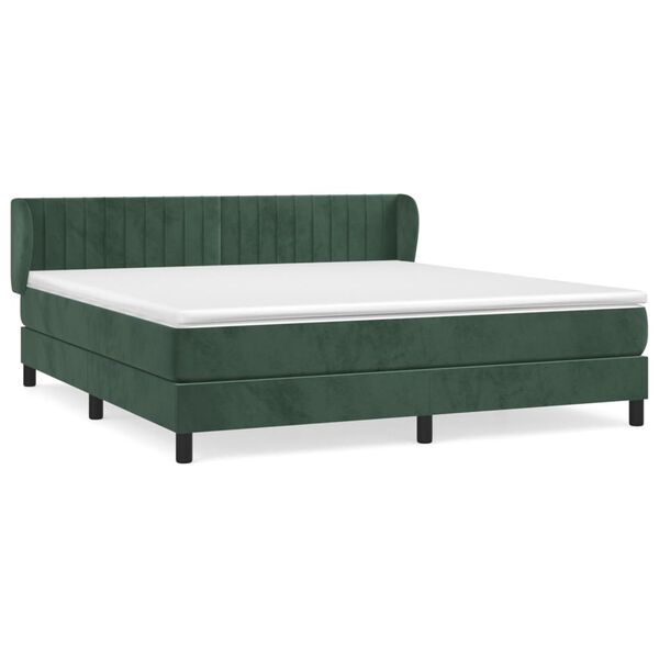 vidaXL Sommier &agrave; lattes de lit et matelas Vert fonc&eacute; 180x200cm Velours