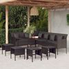 vidaXL Ensemble &agrave; manger de jardin coussins 6pcs noir r&eacute;sine tress&eacute;e