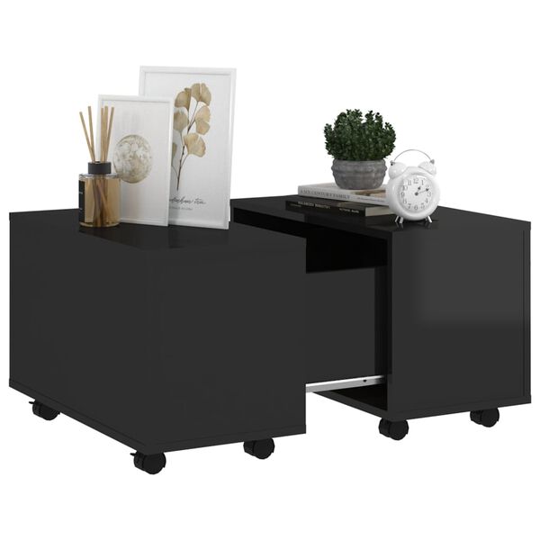 vidaXL Table basse noir brillant 60x60x38 cm bois d'ingénierie