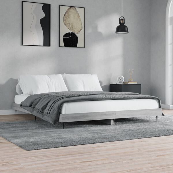 vidaXL Cadre de lit sans matelas sonoma gris 160x200cm bois ing&eacute;nierie