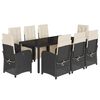 vidaXL Ensemble &agrave; manger de jardin 9pcs coussins noir r&eacute;sine tress&eacute;e