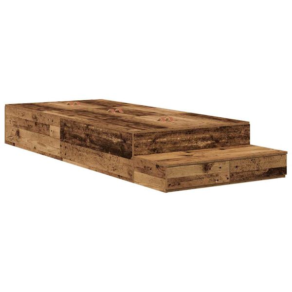 vidaXL Cadre de lit avec rangement Bois Ancien 75 cm Bois d'ingénierie