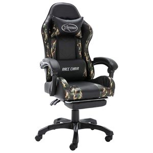 vidaXL Fauteuil de jeux vid&eacute;o repose-pied Noir/camouflage Similicuir