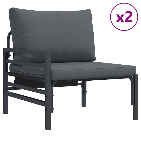 vidaXL Ensemble de canap&eacute; de jardin avec coussin 5 pcs Noir Acier