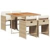 vidaXL Ensemble &agrave; manger de jardin avec coussins 5pcs Beige poly rotin
