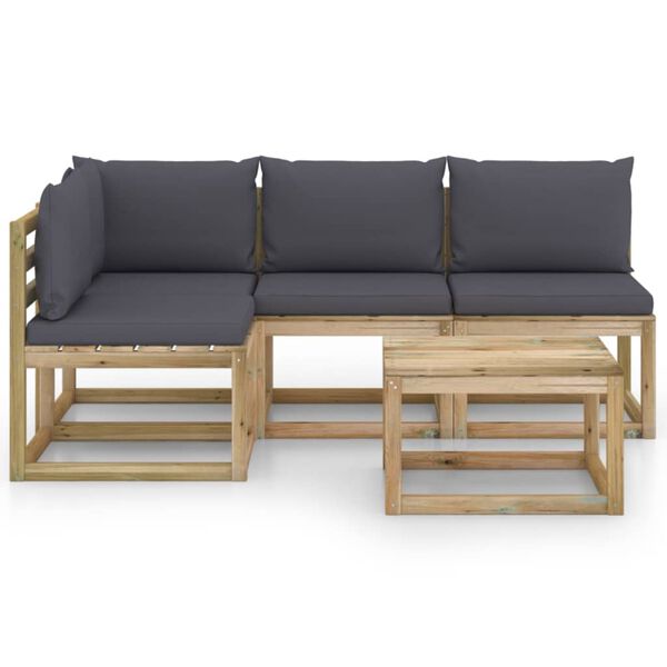 vidaXL Salon de jardin 5 pcs avec coussins anthracite
