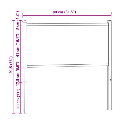 vidaXL Tête de lit sonoma 75 cm bois d'ingénierie et acier