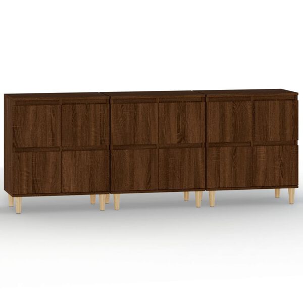 vidaXL Buffets 3 pcs ch&ecirc;ne marron 60x35x70 cm bois d'ing&eacute;nierie