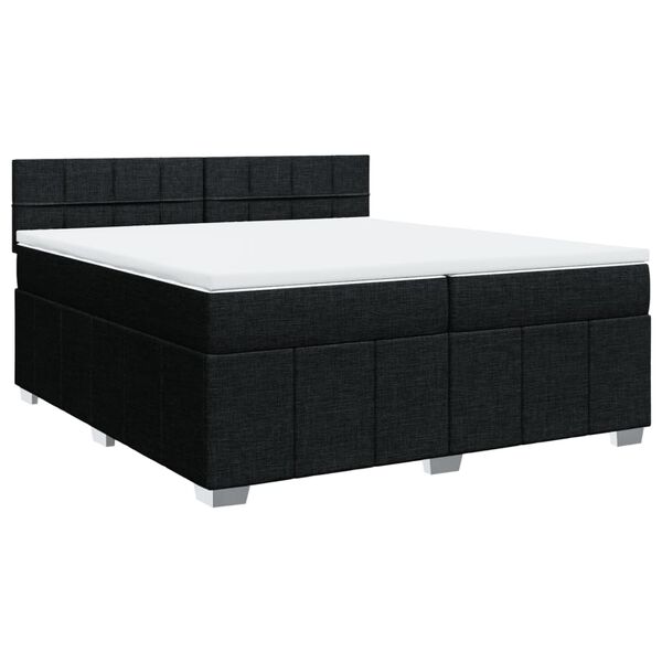 vidaXL Sommier &agrave; lattes de lit avec matelas Noir 200x200 cm Tissu