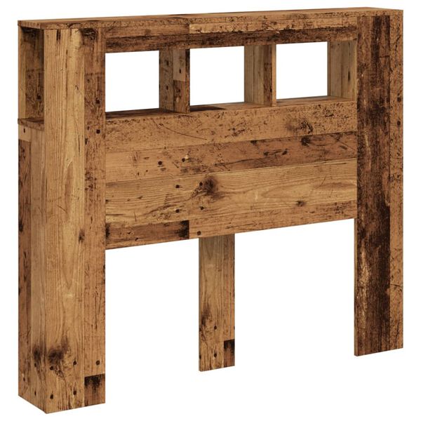 vidaXL T&ecirc;te de lit &agrave; LED vieux bois 120x18,5x103,5cm bois d'ing&eacute;nierie