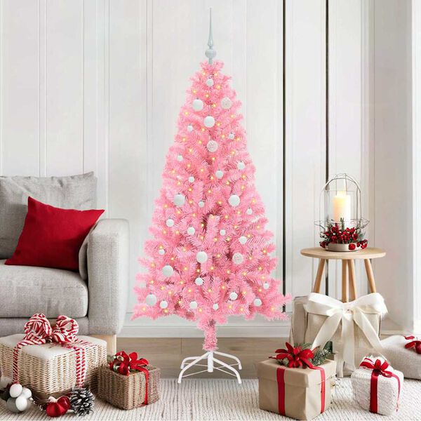 vidaXL Sapin de Noël avec 150 LED avec support Rose 150 cm PVC