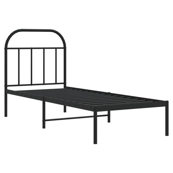 vidaXL Cadre de lit m&eacute;tal sans matelas avec t&ecirc;te de lit noir 75x190 cm