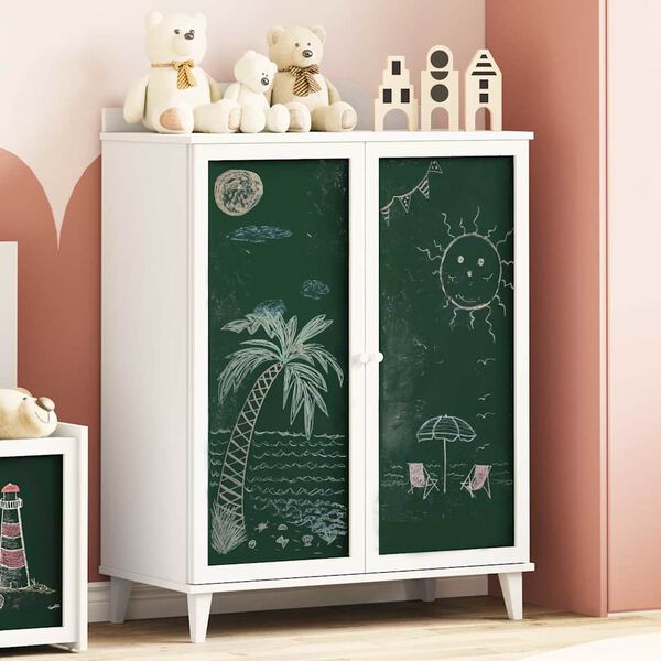 vidaXL Cabinet avec deux portes et fa&ccedil;ade en tableau noir ROROS Blanc