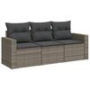 vidaXL Salon de jardin avec coussins 3 pcs gris r&eacute;sine tress&eacute;e