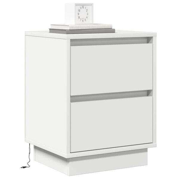 vidaXL Cabinet de chevet Blanc 39 x 34,5 x 50 cm Bois d'ing&eacute;nierie