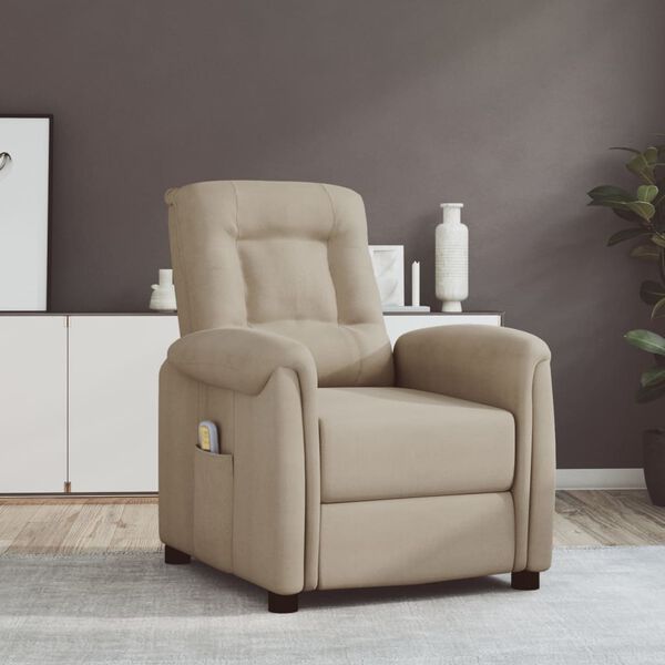 vidaXL Fauteuil de massage Gris clair Tissu microfibre