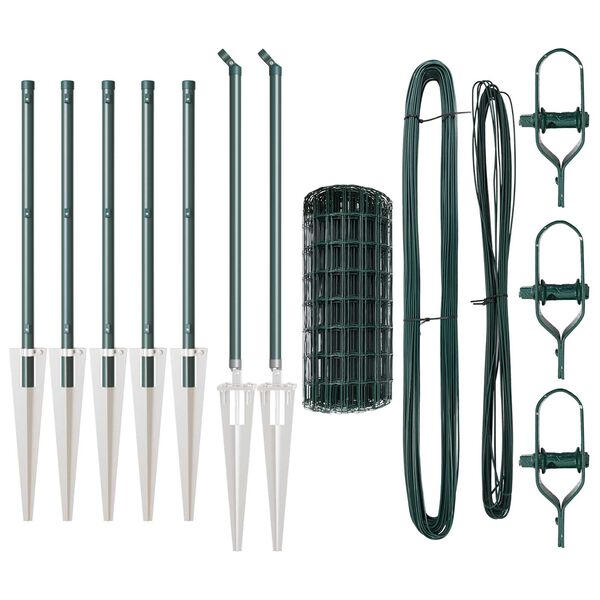 vidaXL Cl&ocirc;ture avec poteau Vert 0,6 x 10 m Acier et PVC