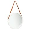 vidaXL Miroir mural avec sangle 50 cm Blanc