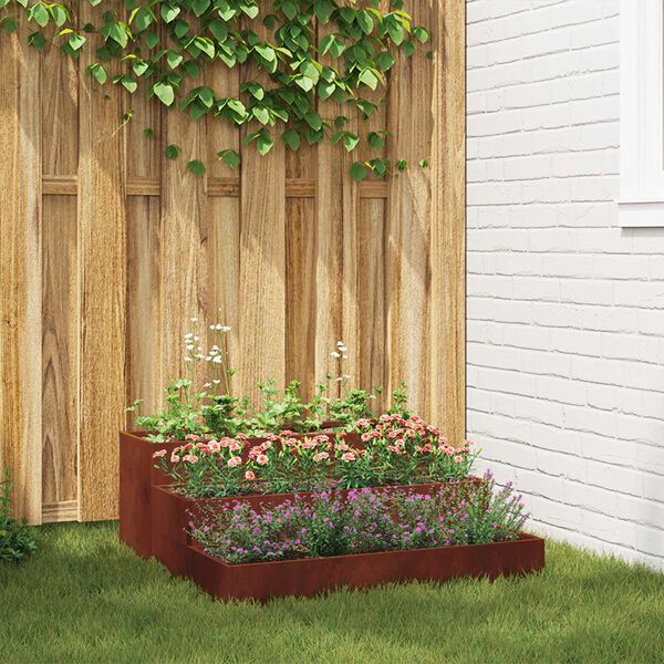 vidaXL Cache-pot de jardin Rouill&eacute; 90 x 90 x 35 cm Acier patin&eacute;