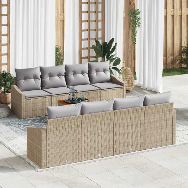 vidaXL Ensemble de canap&eacute; de jardin 7 pcs beige et gris clair