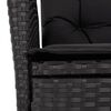 vidaXL Chaise inclinable de jardin avec coussins noir r&eacute;sine tress&eacute;e
