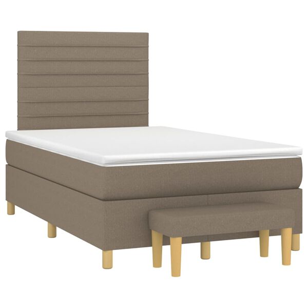 vidaXL Sommier &agrave; lattes de lit avec matelas Taupe 120x200 cm Tissu