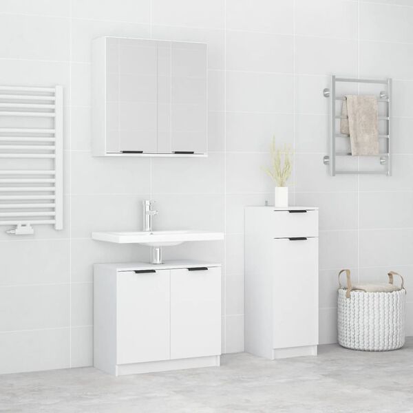 vidaXL Ensemble d'armoires salle de bain 3 pcs blanc bois d'ing&eacute;nierie