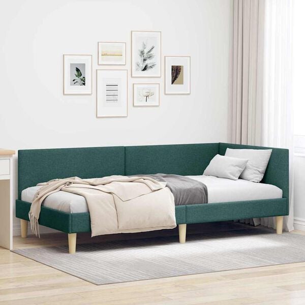 vidaXL Cadre de lit d'angle Vert fonc&eacute; 100 cm x 200 cm